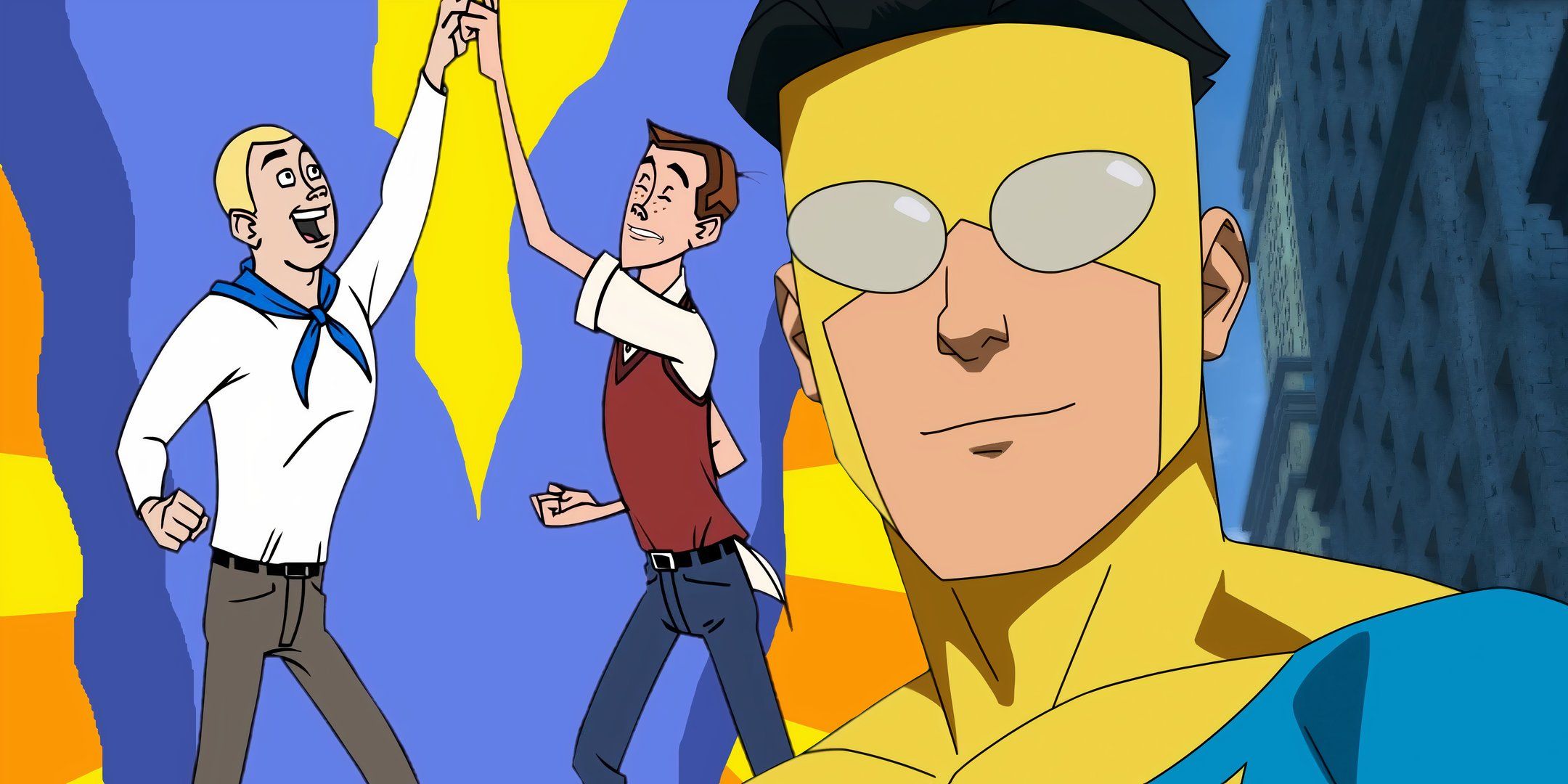 Invincible Smiling Next to Hank and Dean Venture DC