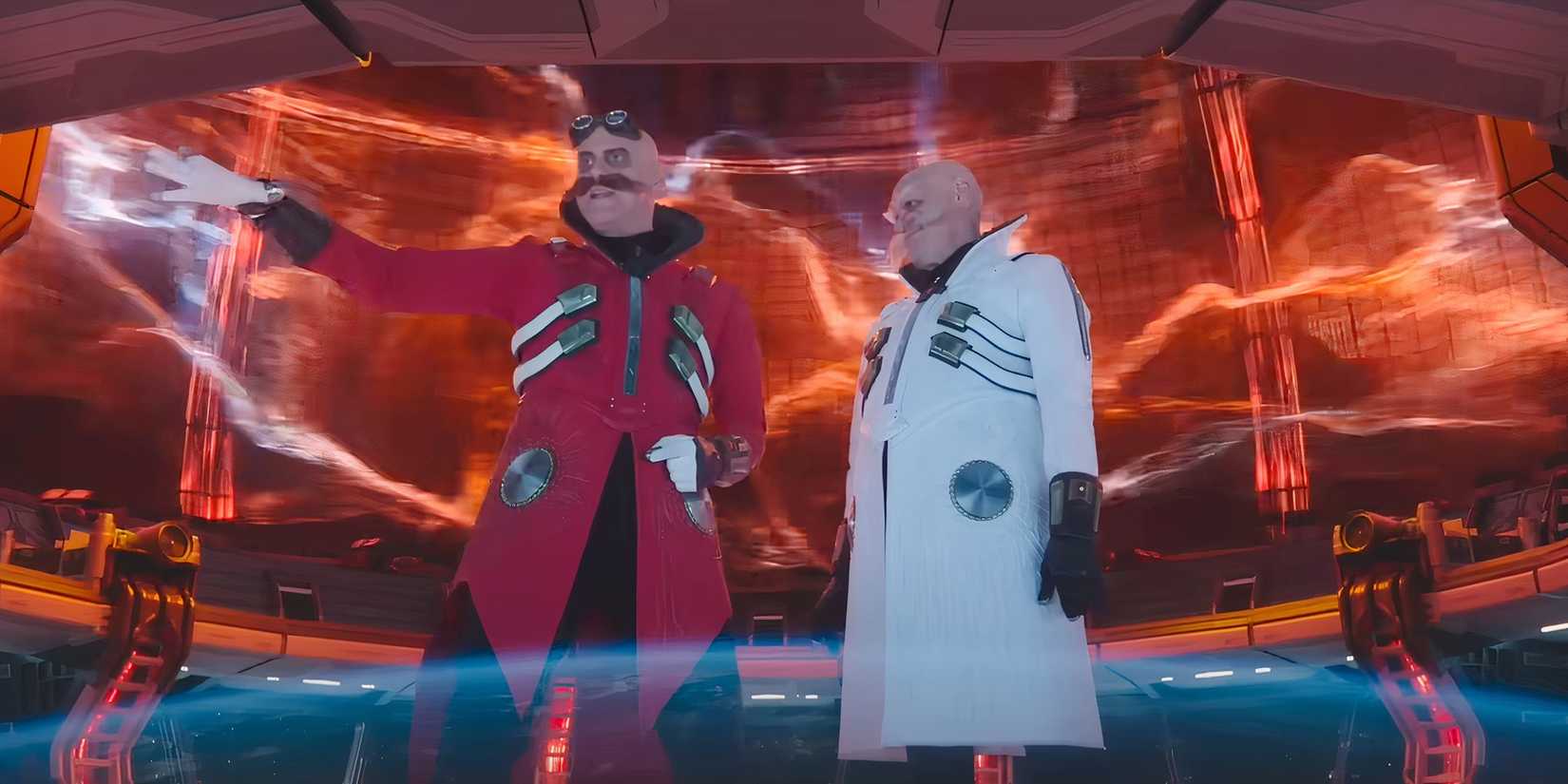 Jim Carrey as Ivo and Gerald Robotnik looking over the Earth in Sonic the Hedgehog 3
