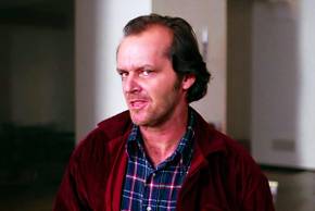 Jack Nicholson looking devious as Jack Torrance in The Shining