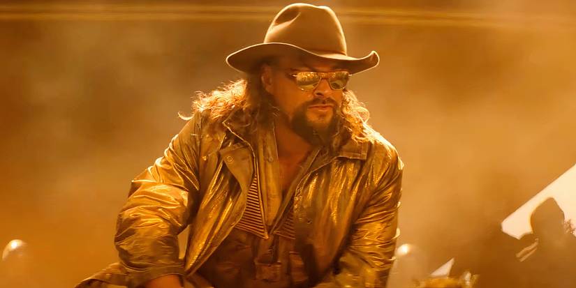 Jason Momoa as an actor in Metalstorm in fall guy looking offscreen