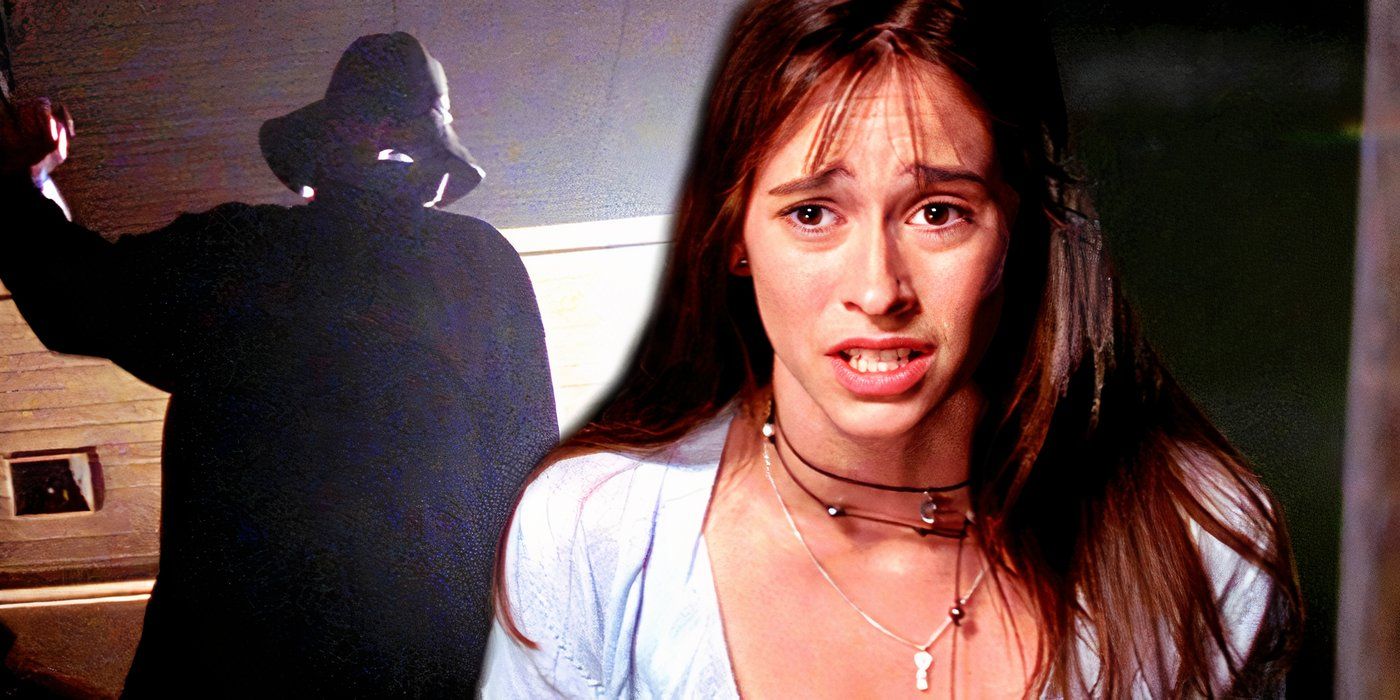Jennifer Love-Hewitt looking scared while the villain is arriving in I Kno What You Did Last Summer