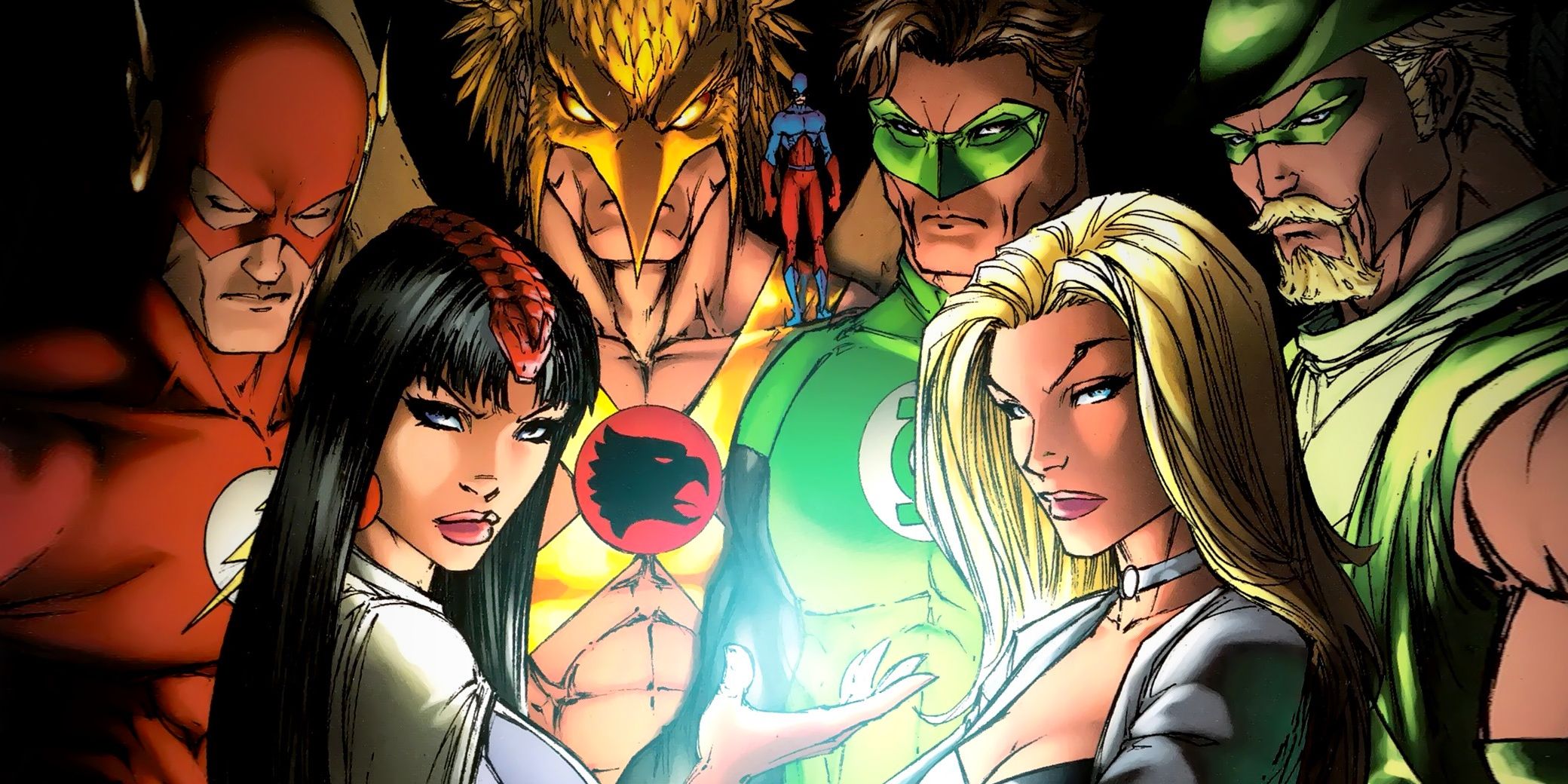 Comic book art: Justice League Heroes gather in Identity Crisis Comic Art
