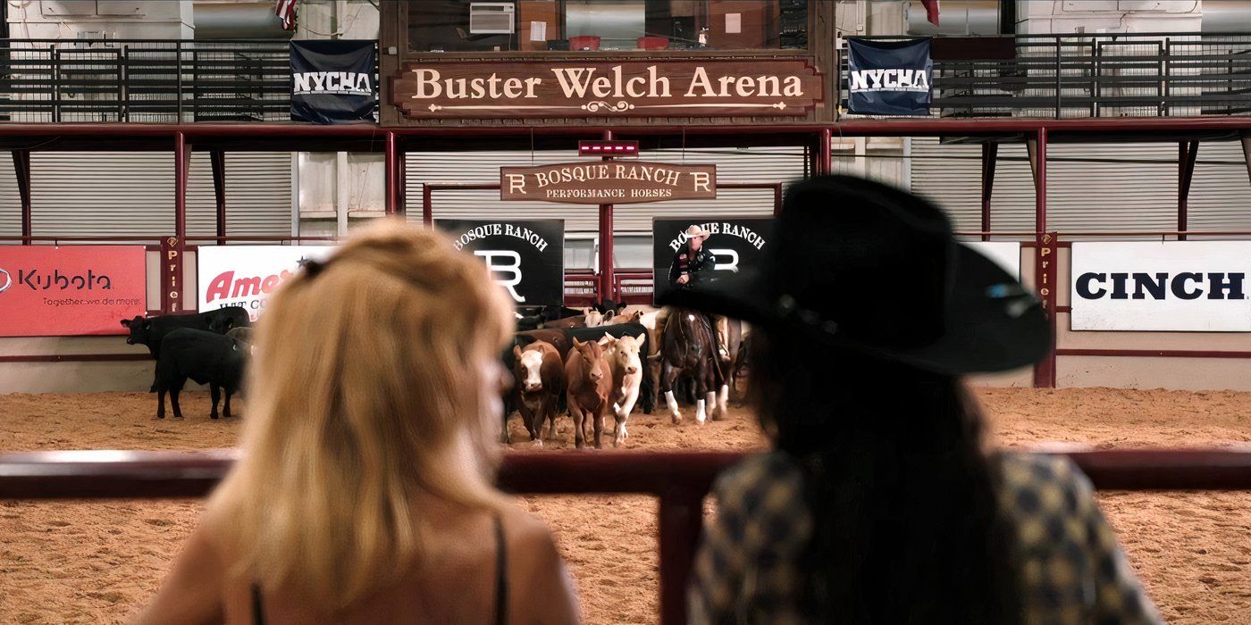 Kelly Reilly como Beth e Bella Hadid como Sadie no episódio 13 da 5ª temporada de Yellowstone