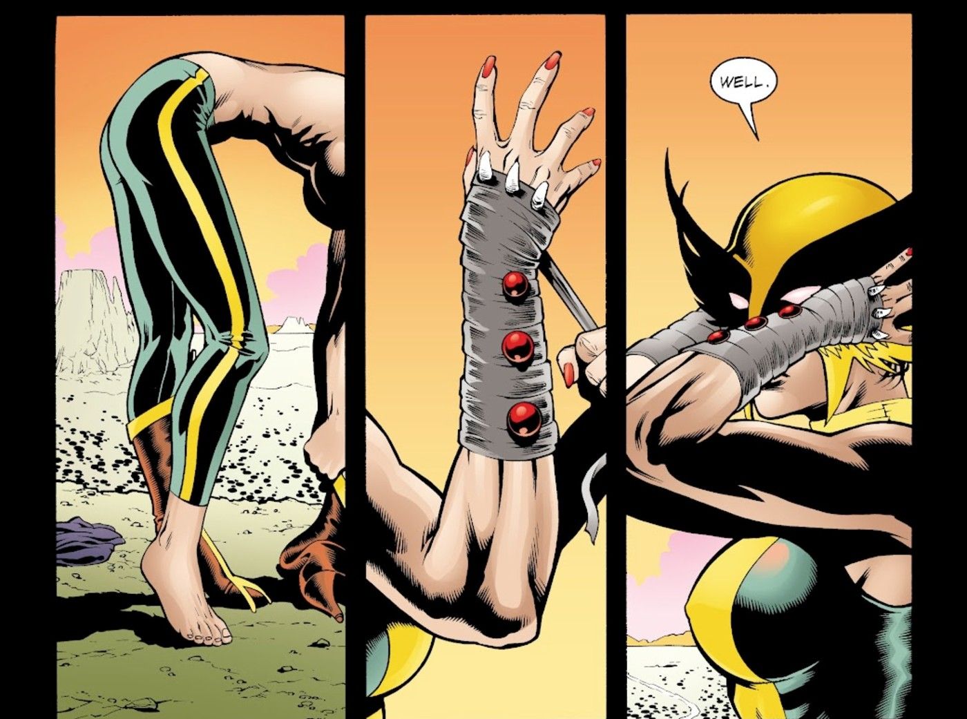 Comic Panels: Kendra Transforms into Hawkgirl Costume While Wonder Woman Narrates