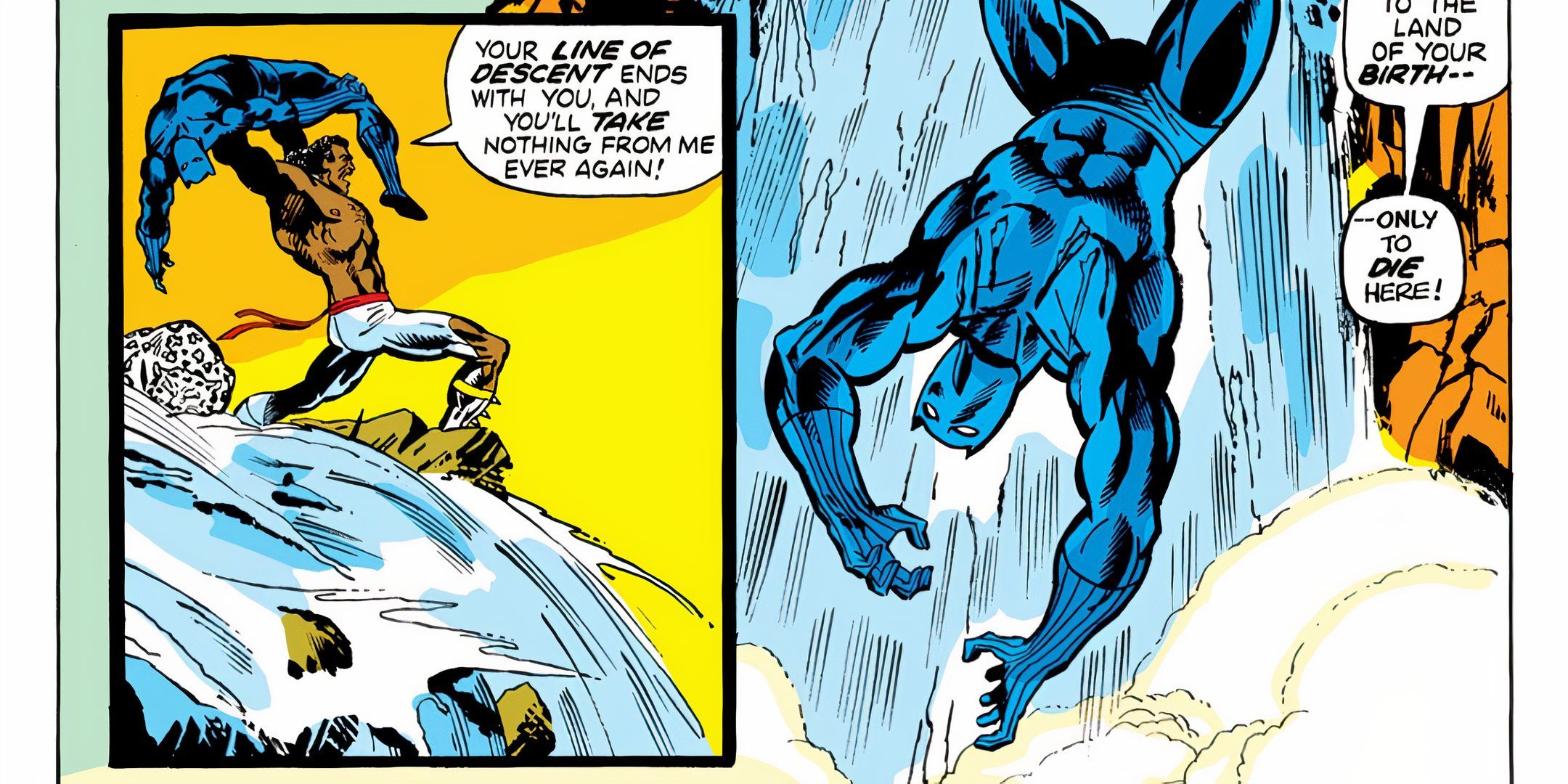 Killmonger Throwing Black Panther Over Waterfall Marvel