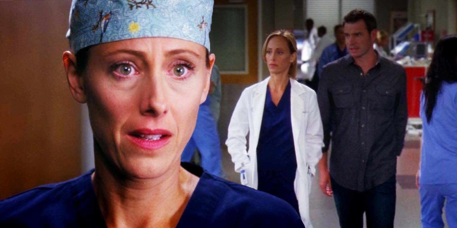 Kim Raver as Teddy Altman and Scott Foley as Henry Burton in season 8 of Grey's Anatomy