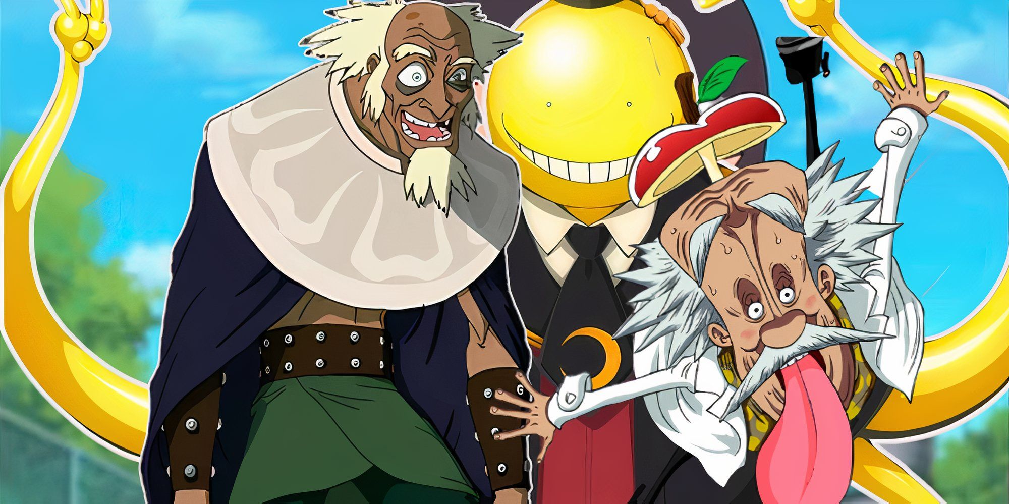 King Bumi, Vegapunk, and Korosensei customized in one image