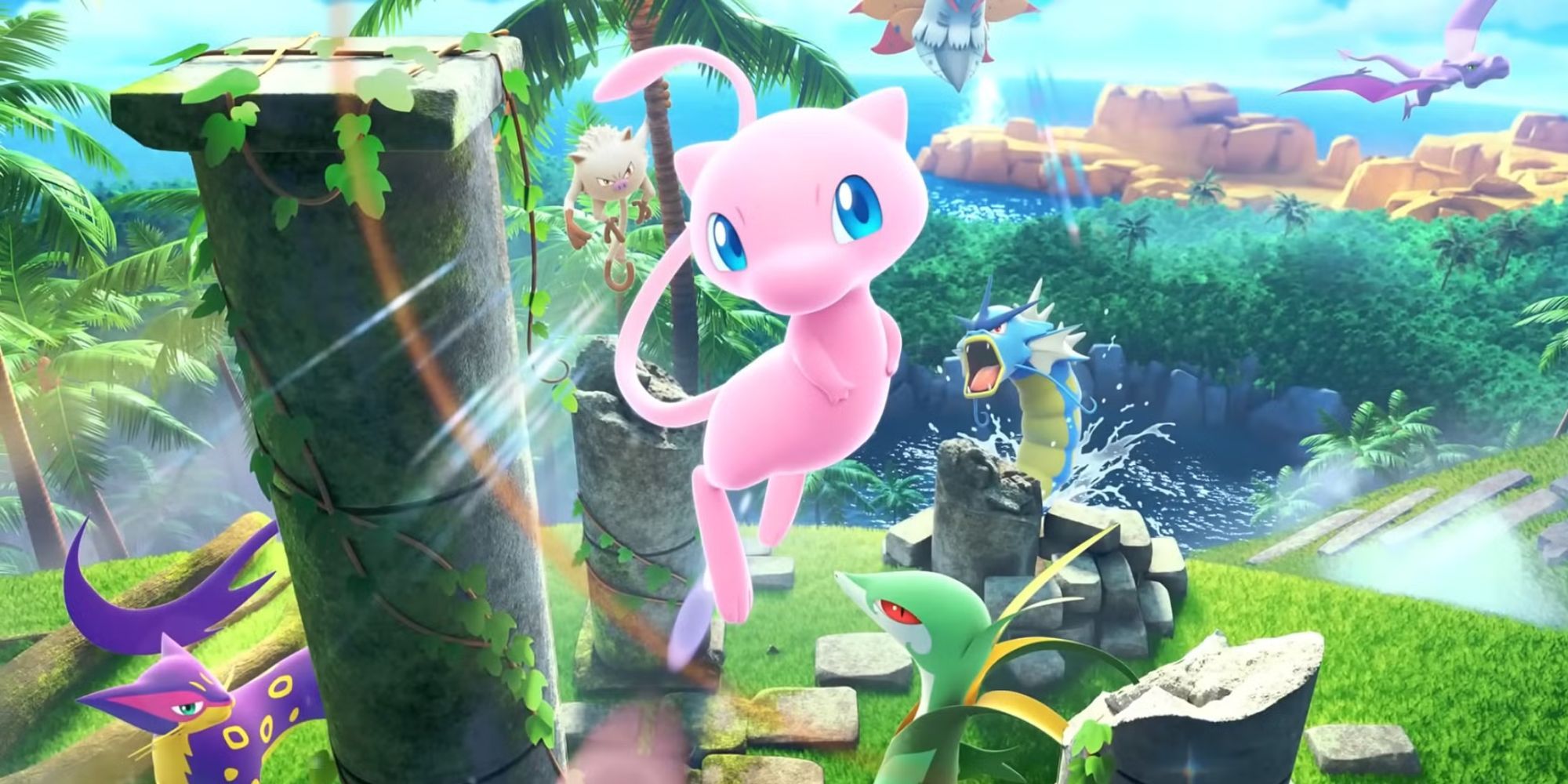 Mew featured in the Mythical Island promo art for Pokemon TCG Pocket