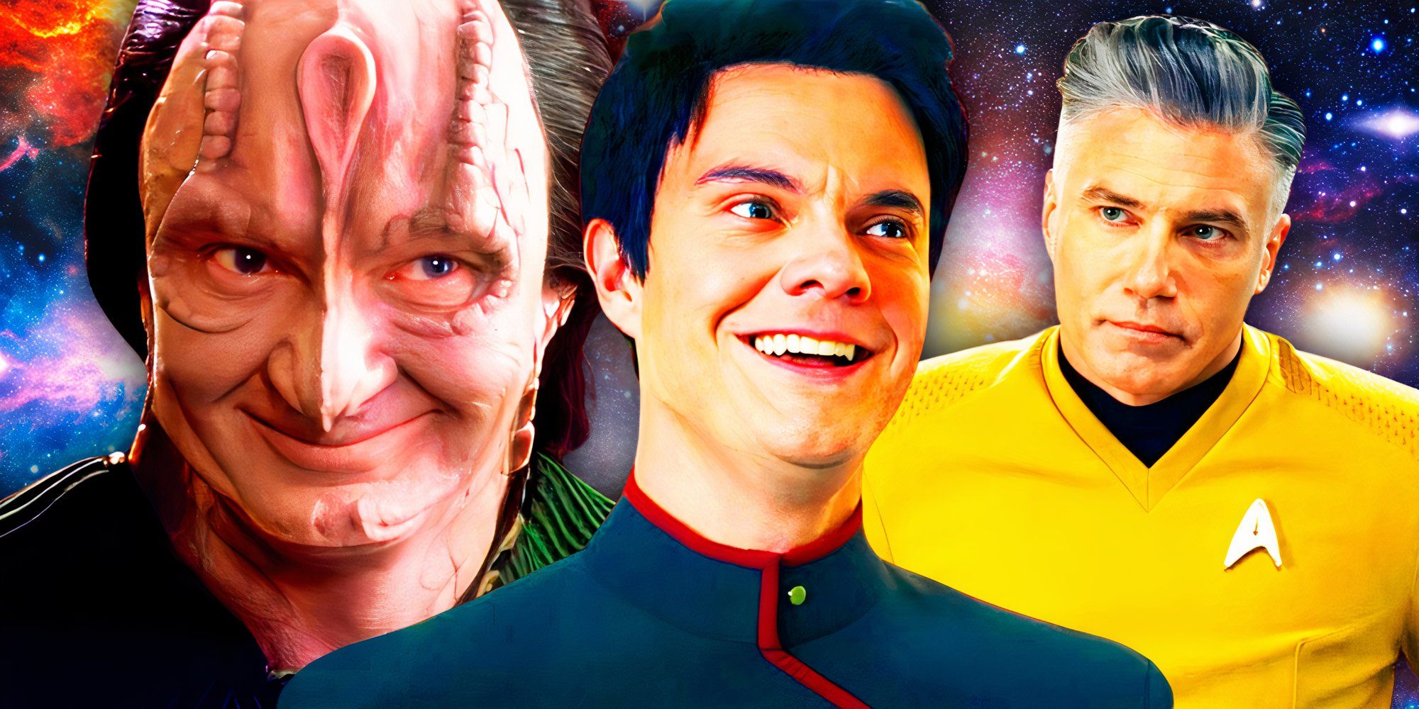 Live-action Boimler (Jack Quaid) from Strange New Worlds Crossover with Captain Pike from Strange New Worlds and Garak From Deep Space Nine