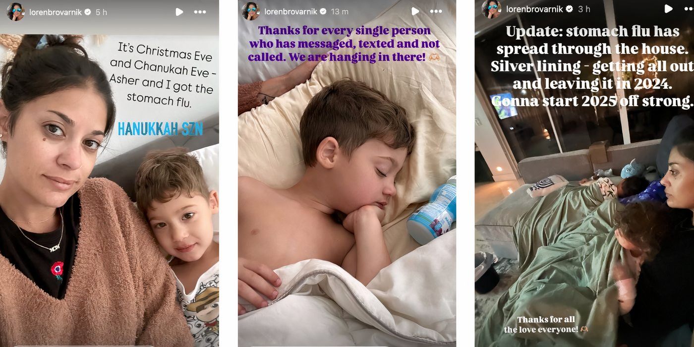 Loren Brovarnik in 90 Day Fiance on Instagram Stories about stomach flu