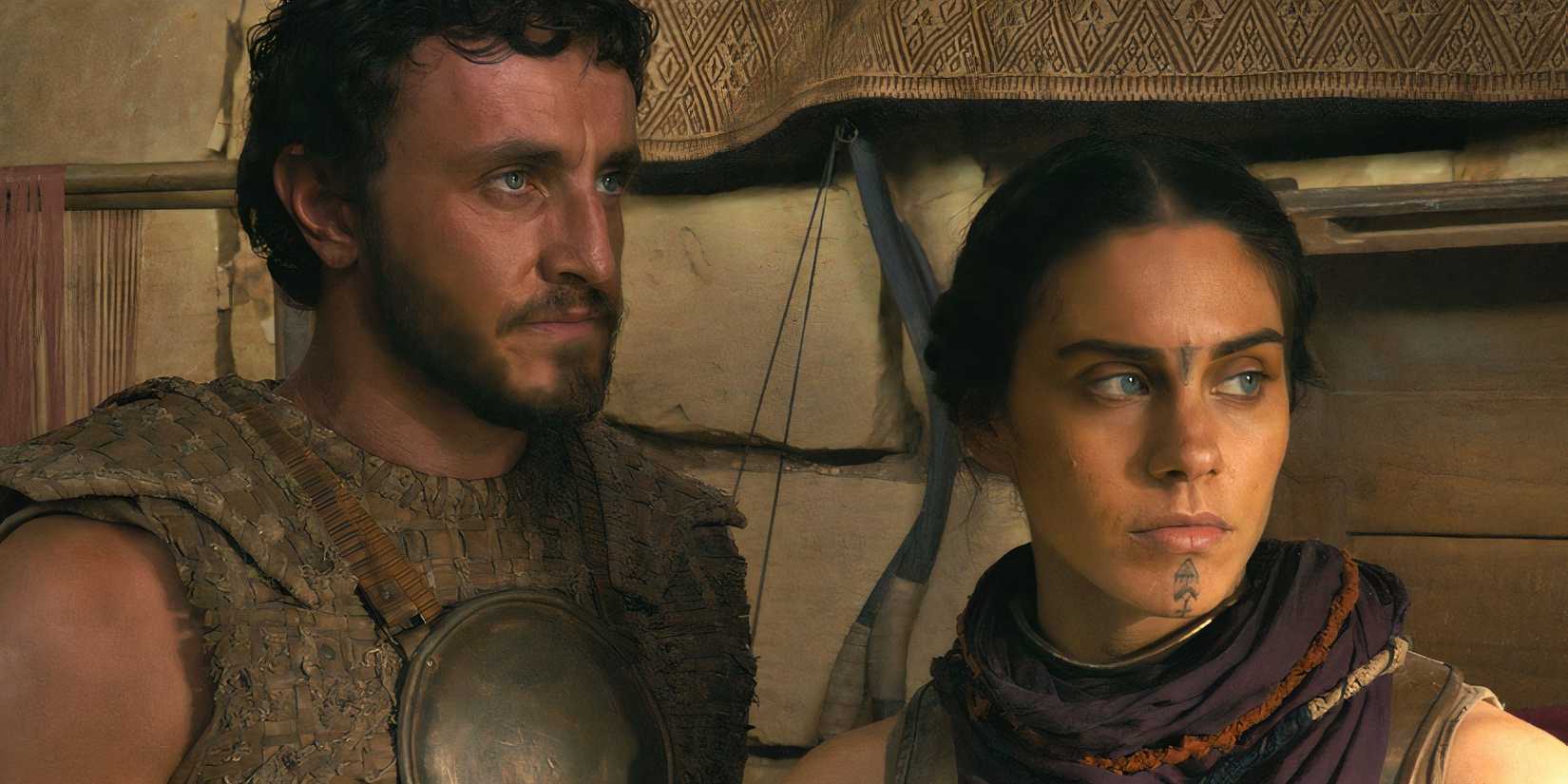 Lucius and wife Arishat in Gladiator 2