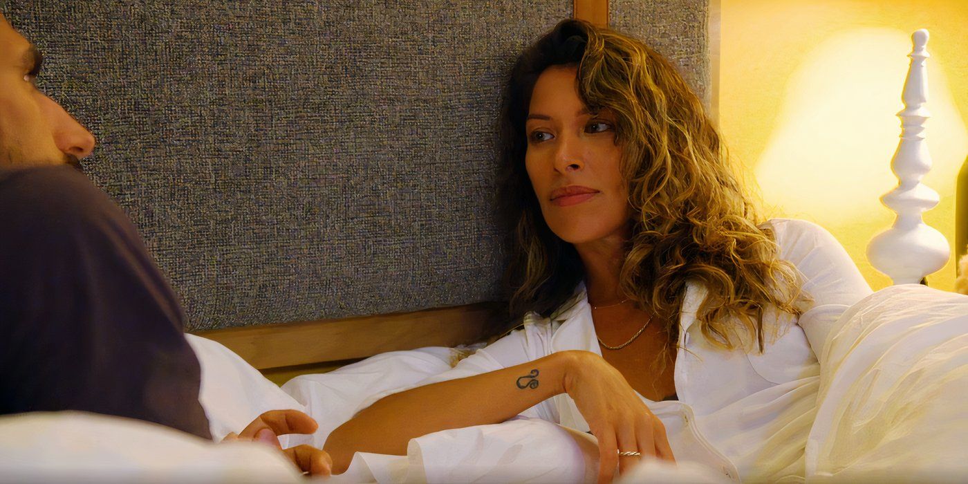 Married At First Sight's Karla and Juan talking in bed.