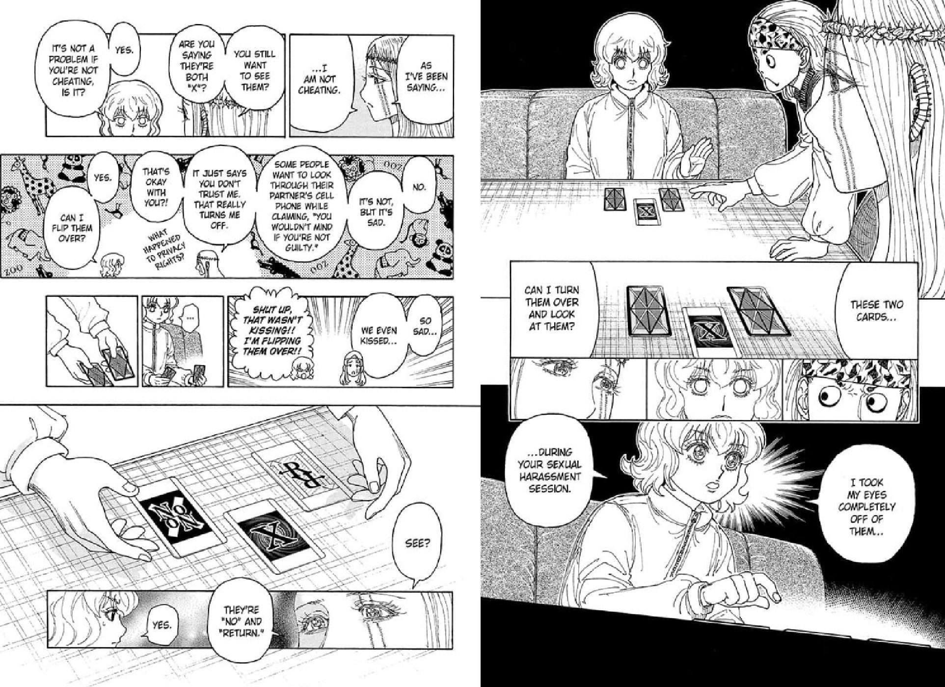 manga panel of Borksen asking Morena if she could check her cards