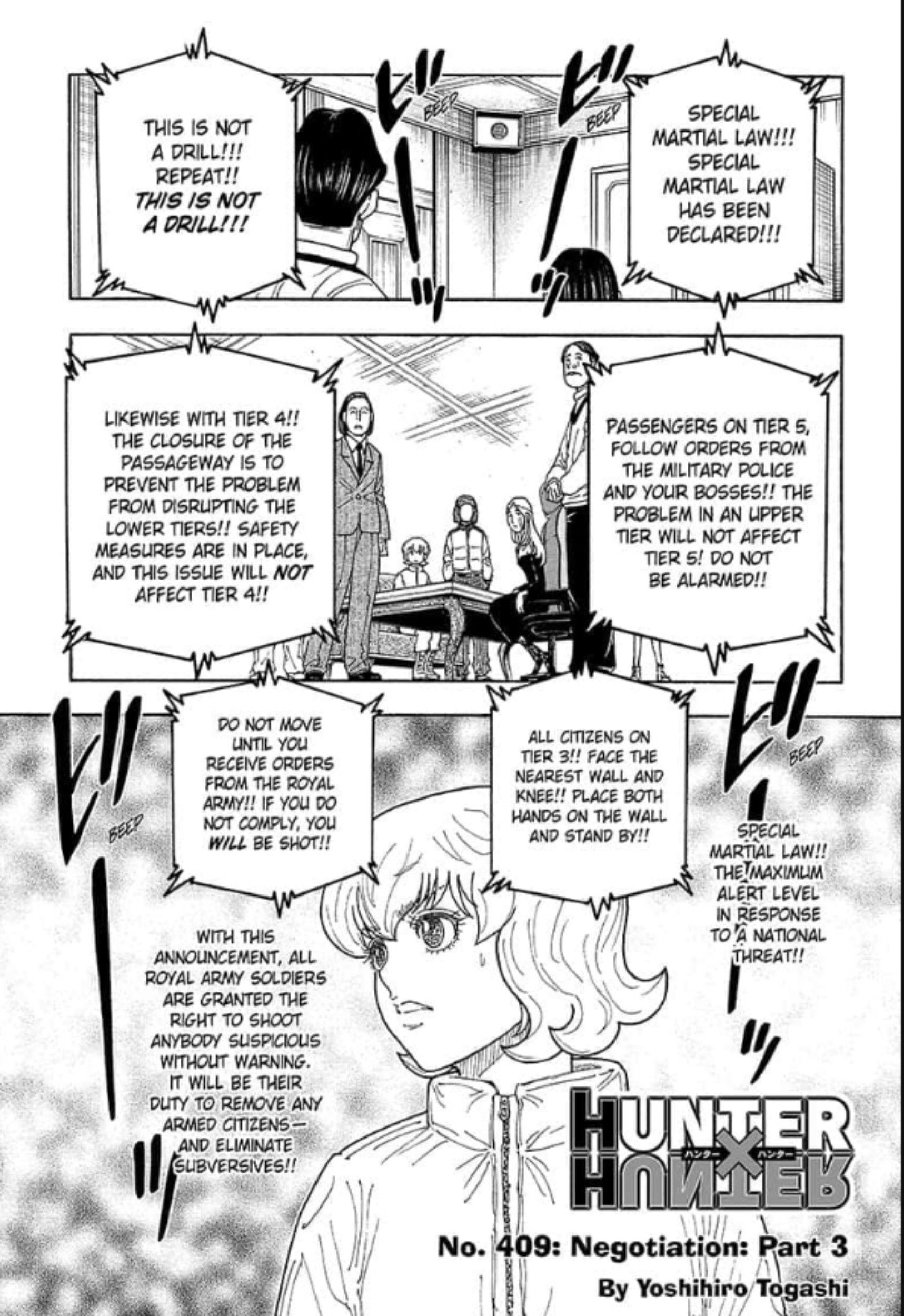 manga panel of Borksen reacting to martial law announcement