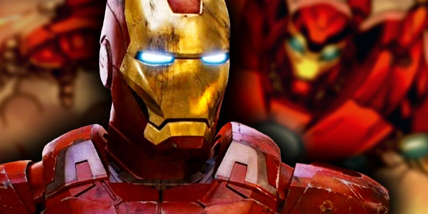 mcu iron man with his comic sentinel buster armor