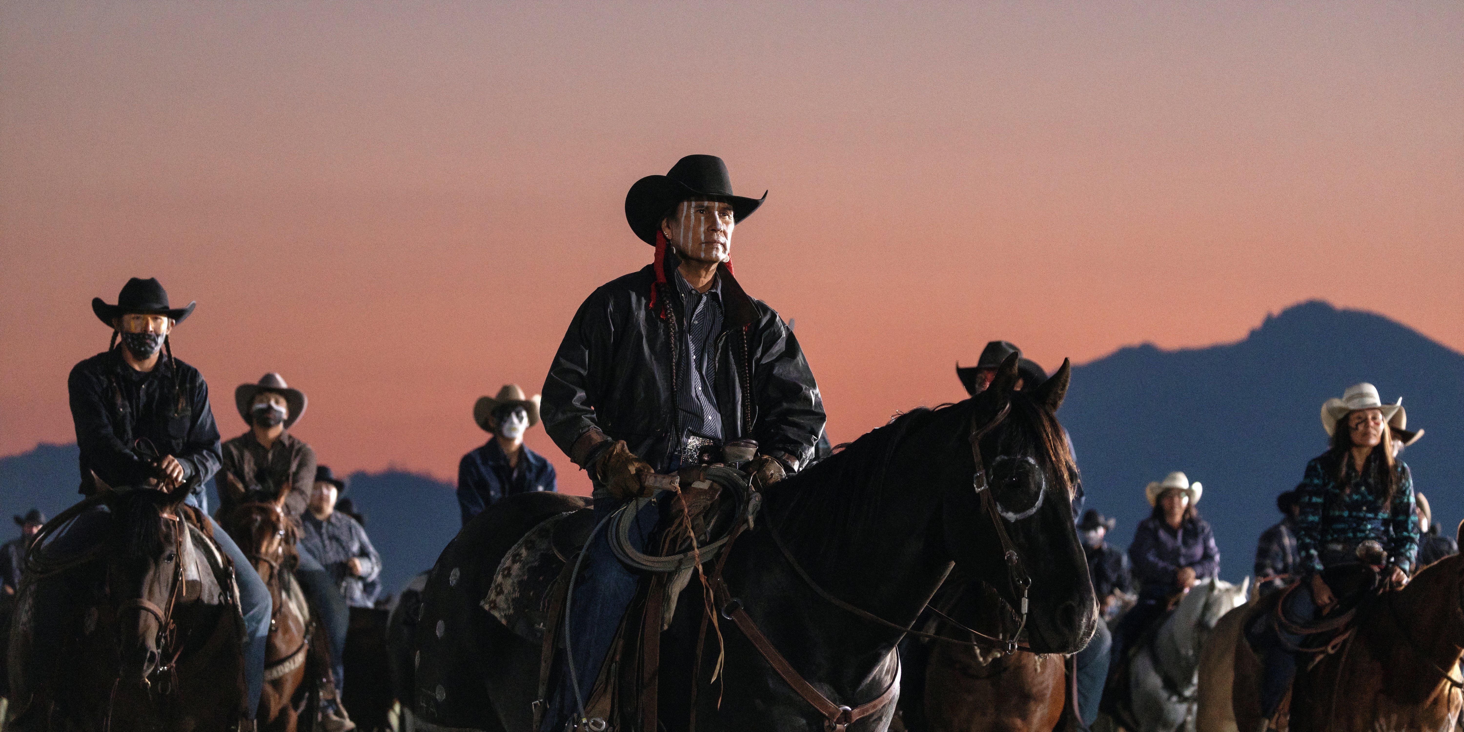 Mo Brings Plenty as Mo on horseback in Yellowstone season 5 episode 14