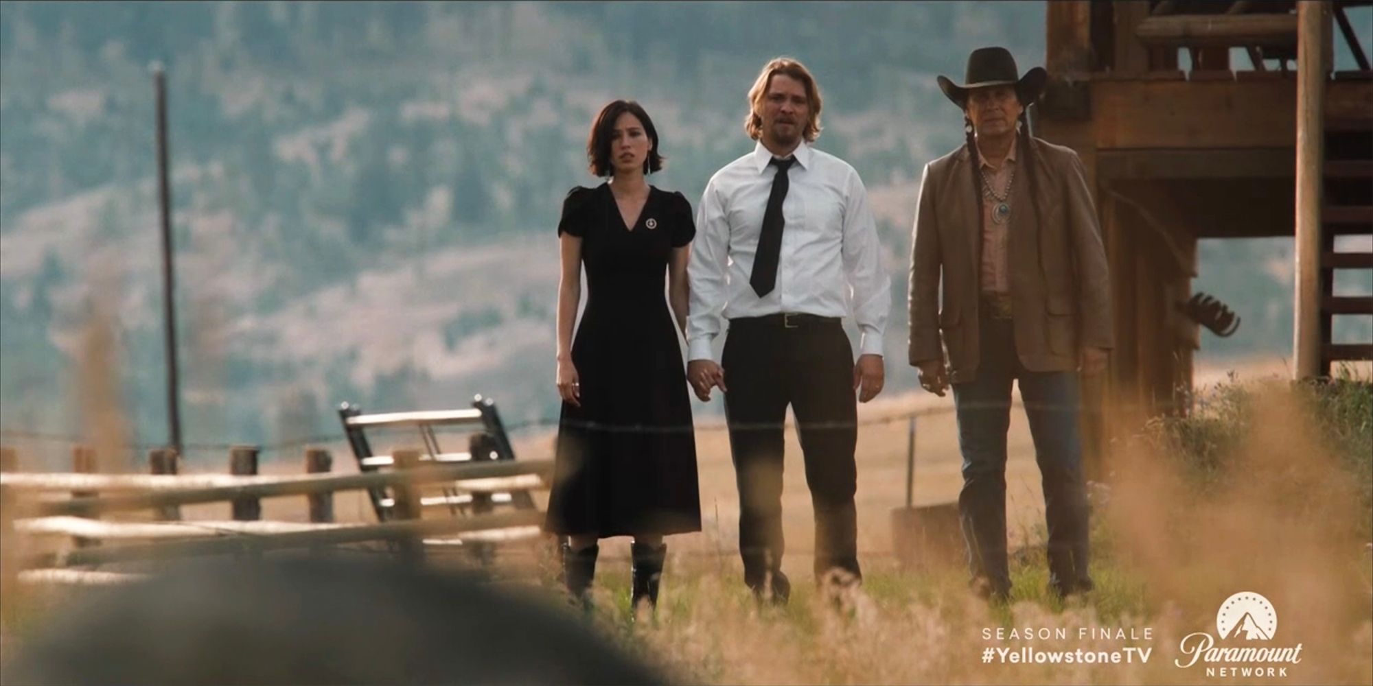 Monica Kayce and Mo look on in the Yellowstone season 5 finale