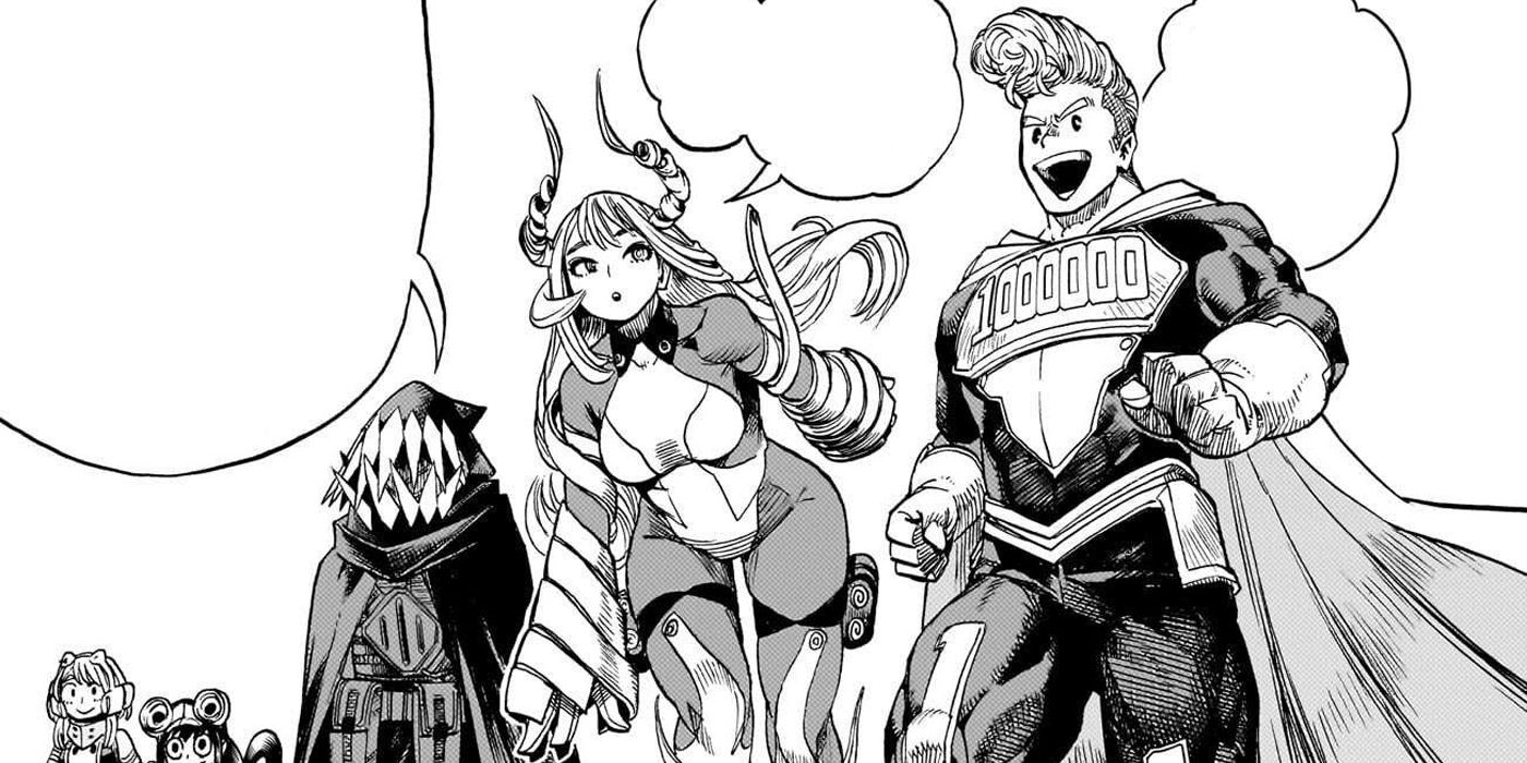 Tamaki Amajiki, Nejire Hado and Mirio Togata as adults.