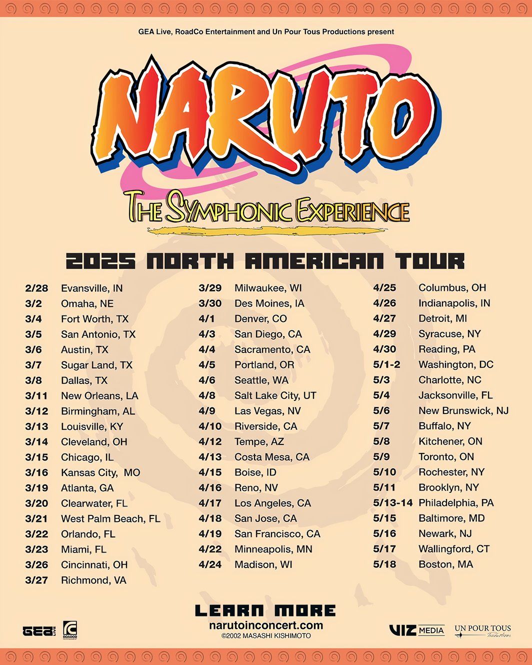 naruto the symphonic experience tour dates