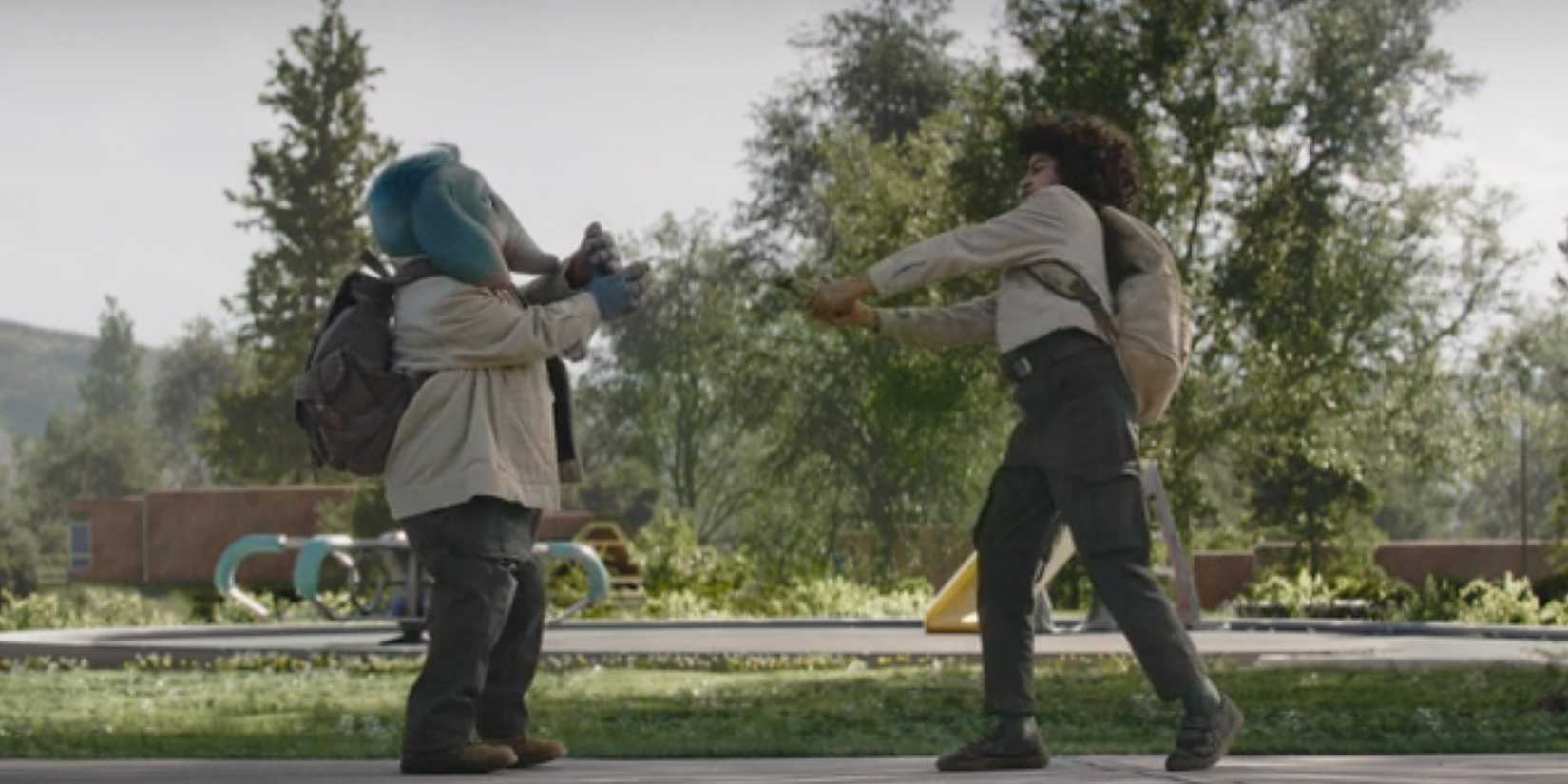 Neel and Wim Lightsaber Fight in Skeleton Crew episode 1