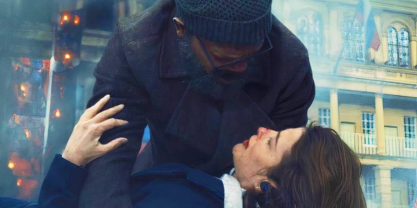 Nick Fury holding a dying Maria Hill in Secret Invasion
