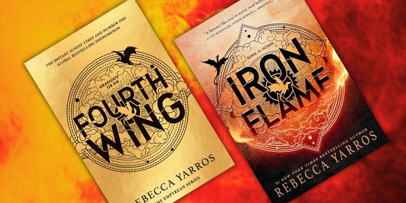 Fourth Wing and Iron Flame by Rebecca Yarros book covers with a red background.