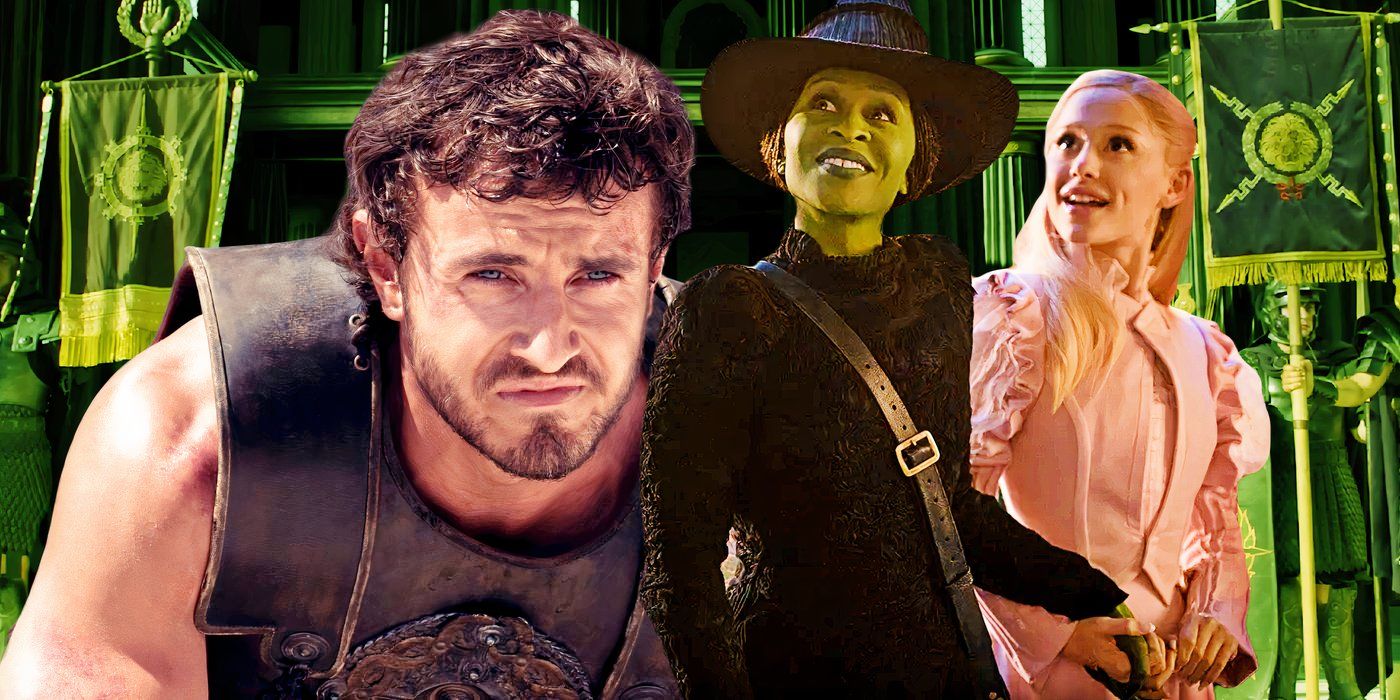 Paul Mescal as Lucius in Gladiator II alongside the cast of Wicked in a Glicked custom image