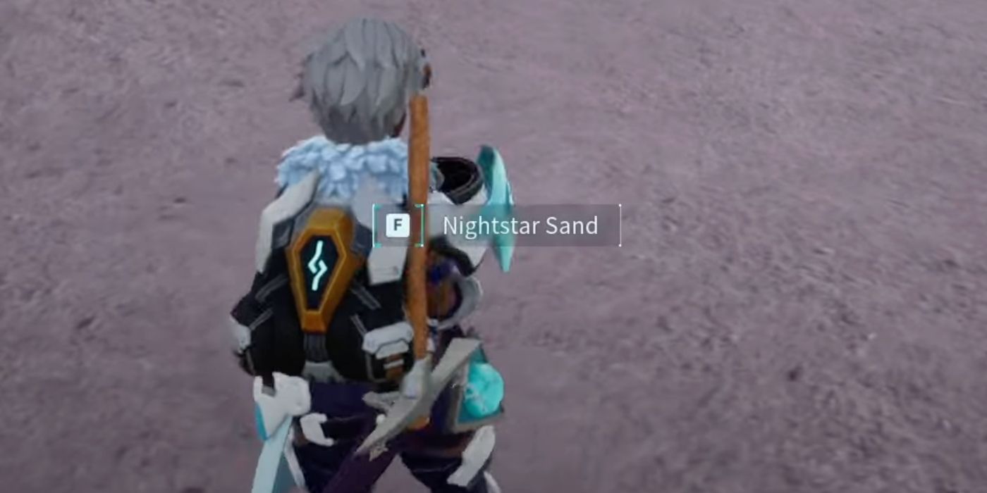 Player Standing next to Nightstar Sand on Palworld's feybreak island