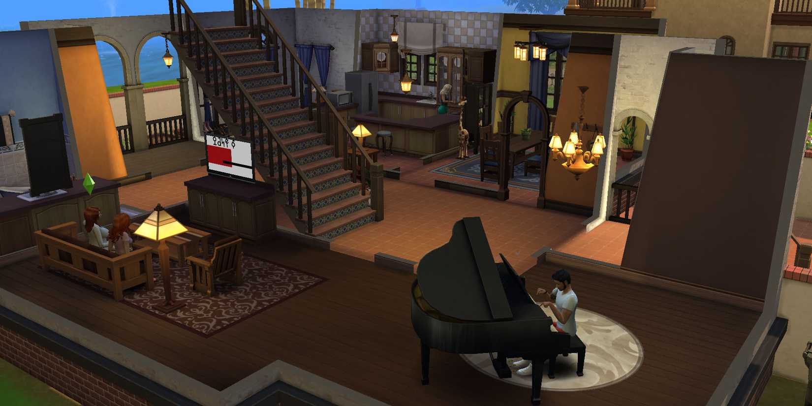 Playing piano at Sultry Springside in the Sims 4