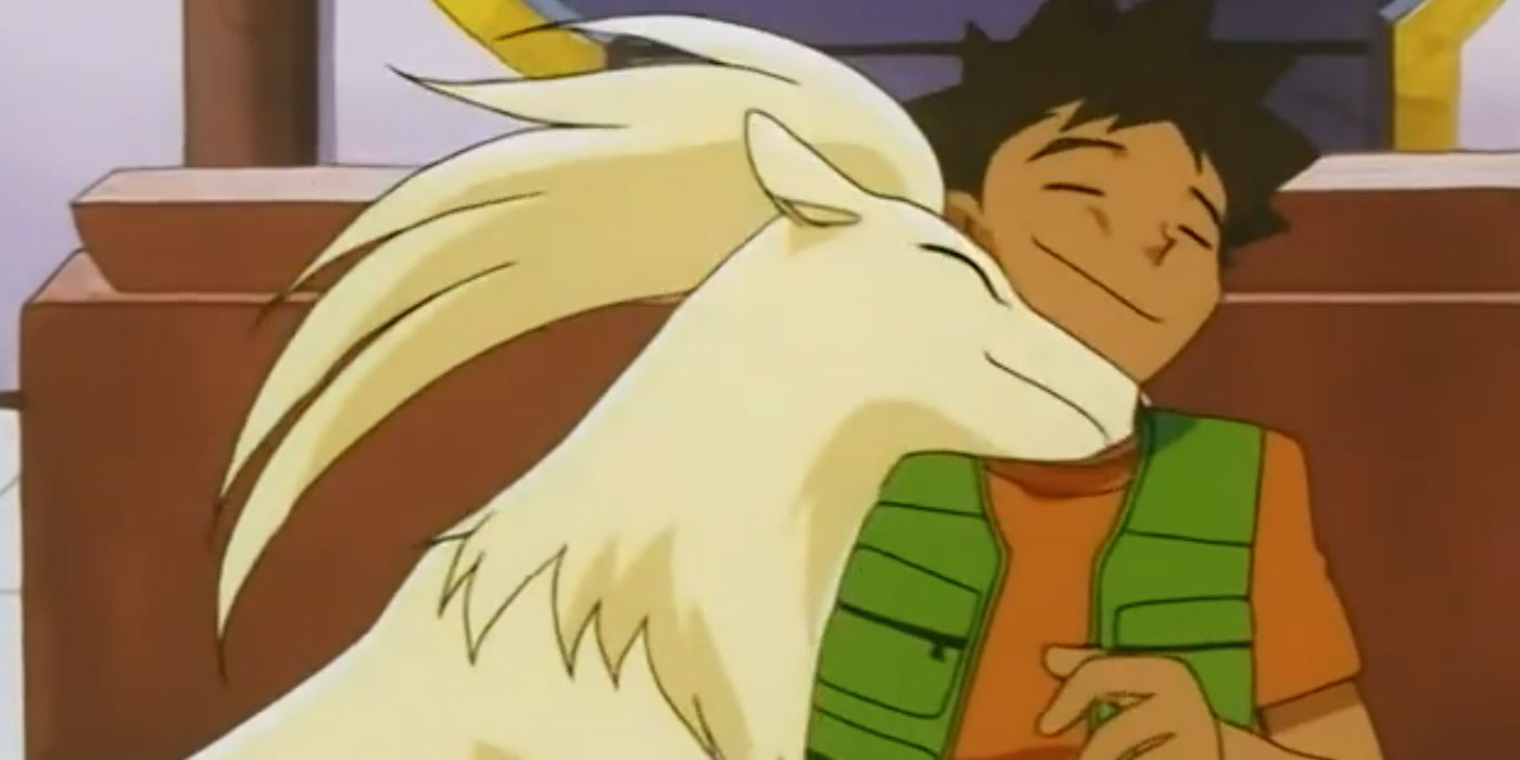 Ninetales é afetuoso com Brock.