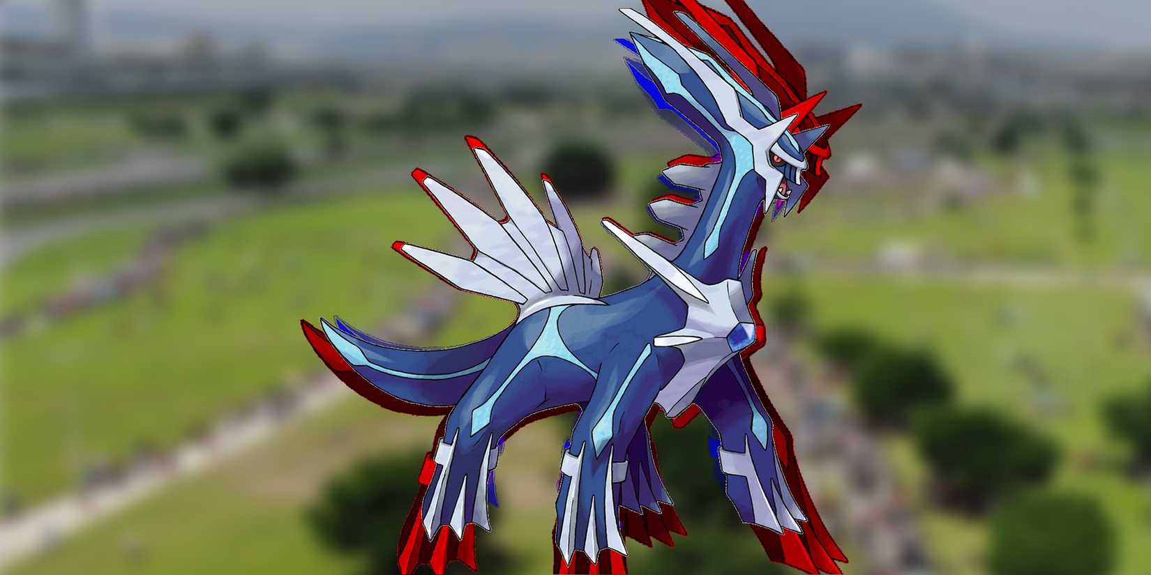Pokemon dialga on blurred background.