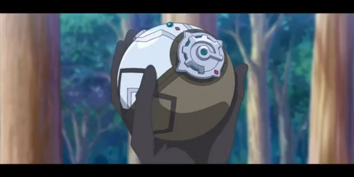 Gibeon&rsquo;s custom Poke Ball containing the White Zygarde.