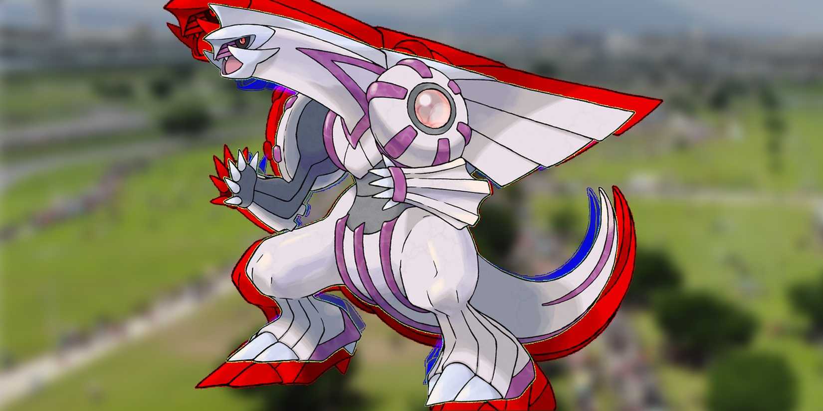 Pokemon palkia on blurred background.