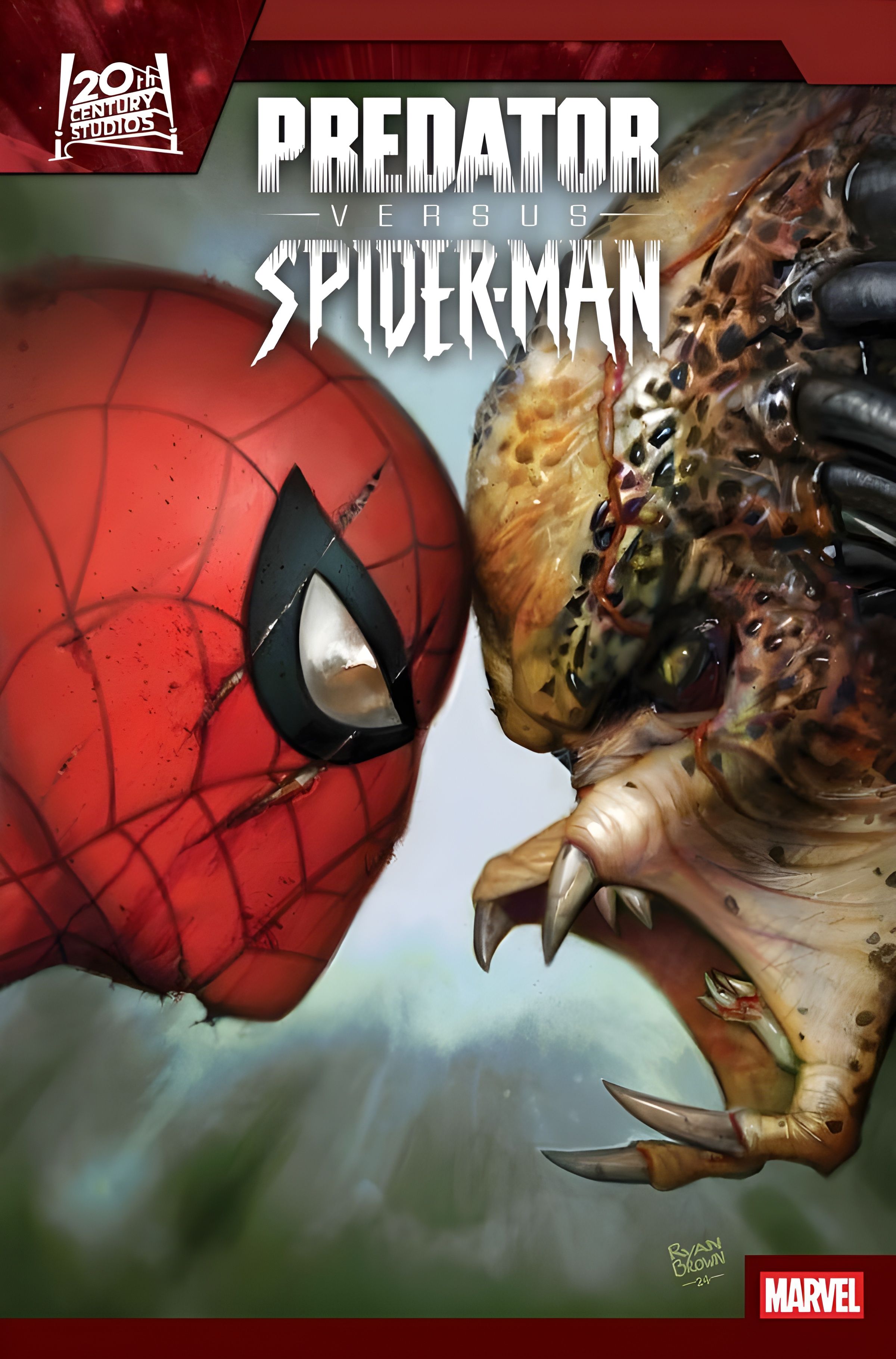 Predator Vs. Spider-Man #1 (Variant Cover), Spider-Man and a Predator clash head-to-head.