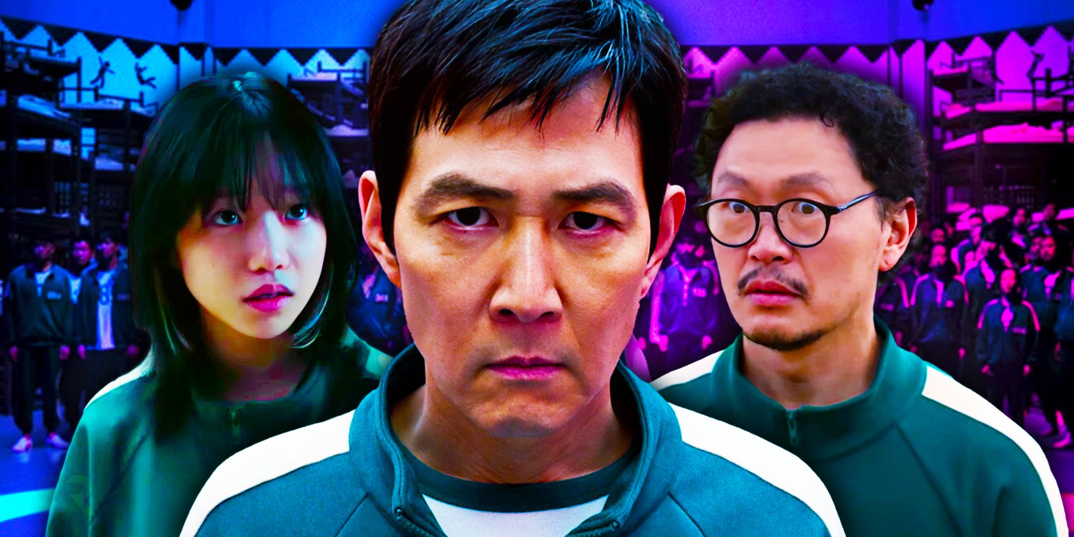 Custom image of Jun-hee, Gi-hun, and Yong-sik in Squid Game season 2