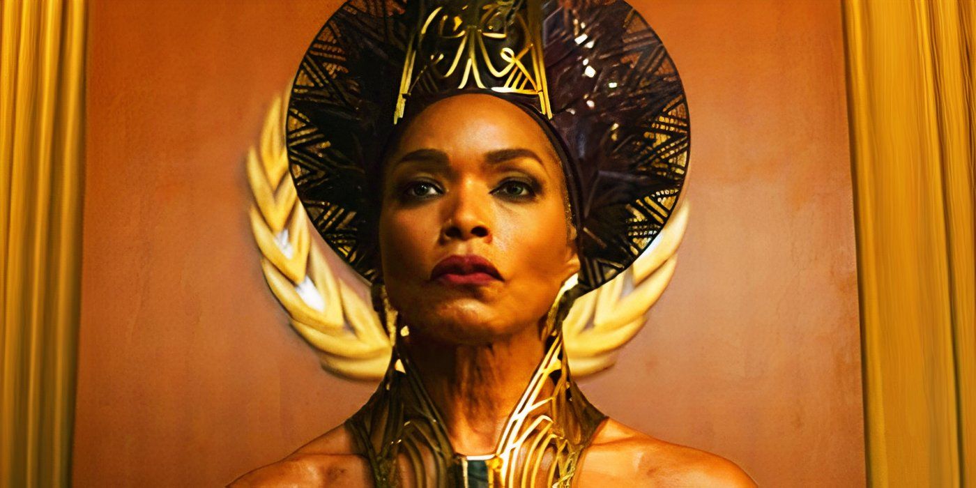 Queen Ramonda before the United Nations in Black Panther Wakanda Forever