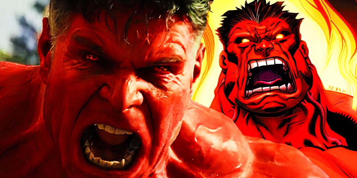 Harrison Ford's Red Hulk in Captain America Brave New World (left) and Red Hulk from Marvel Comics (right.)