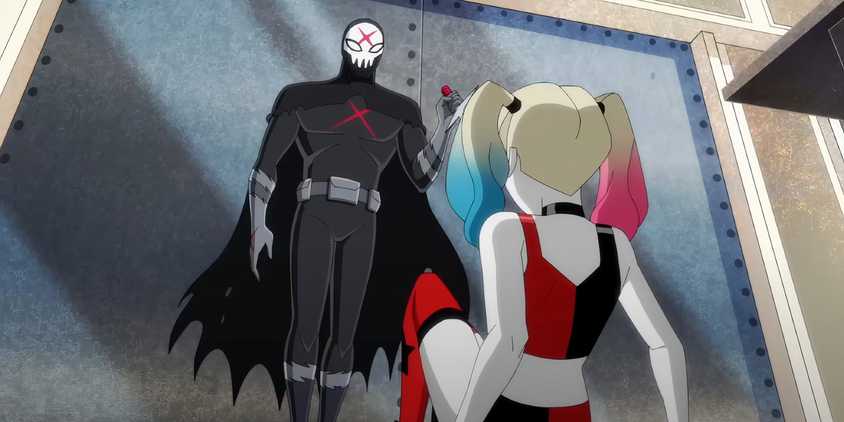 Red X walking towards Harley with a knife in Harley Quinn season 5