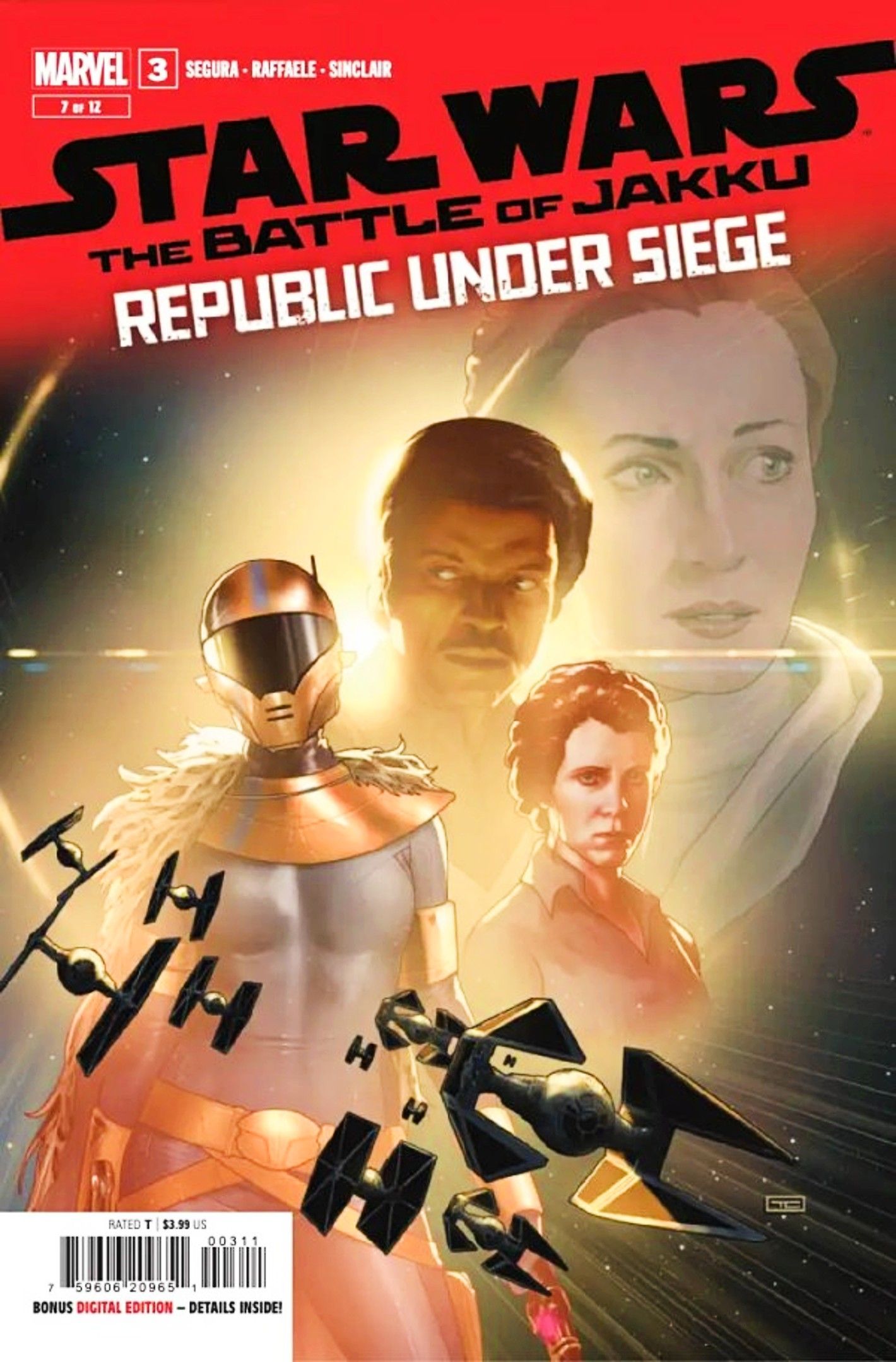 Capa de Republic Under Siege #3, com Leia e outros personagens sobrepostos no espaço