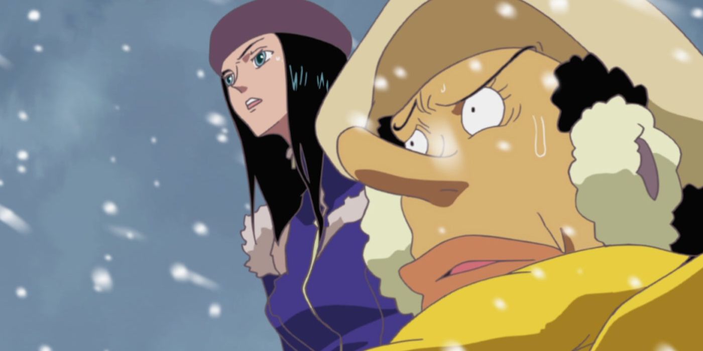 Robin et Usopp ont l'air effrayés dans l'épisode de Chopper Plus