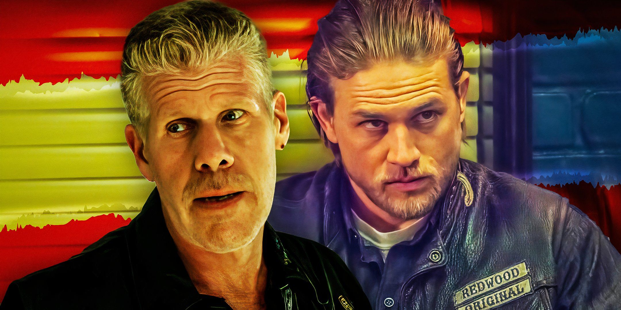 Ron Perlman como Clay Morrow y Charlie Hunnam como Jax Teller en Sons of Anarchy