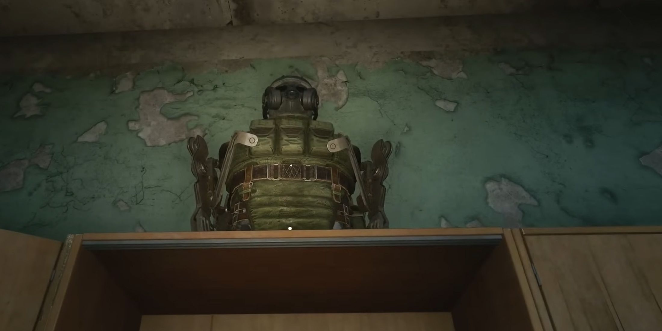 Ruby Exosuit on a bookshelf in Stalker 2