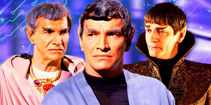 Sarek (Mark Lenard) from Star Trek Original Series Journey to Babel in the center, with Sarek (Mark Lenard) from TNG's Sarek & Sarek (James Frain) from Star Trek Discovery season 1