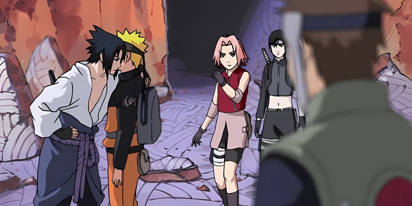 Sasuke trifft das neue Team 7 in Orochimarus Versteck.