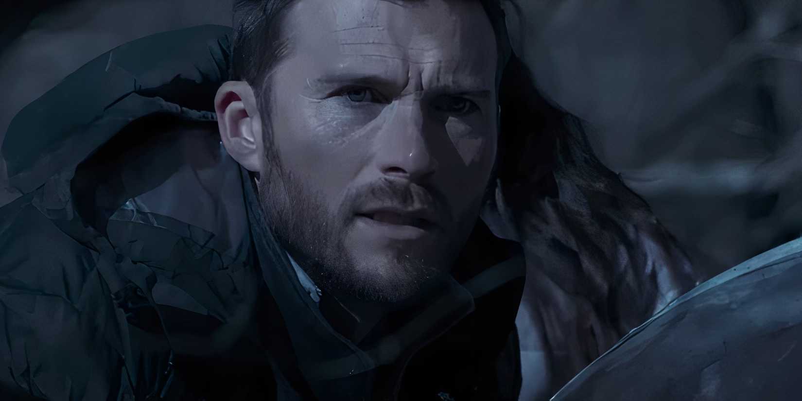 Scott Eastwood looking nervous in Alarum