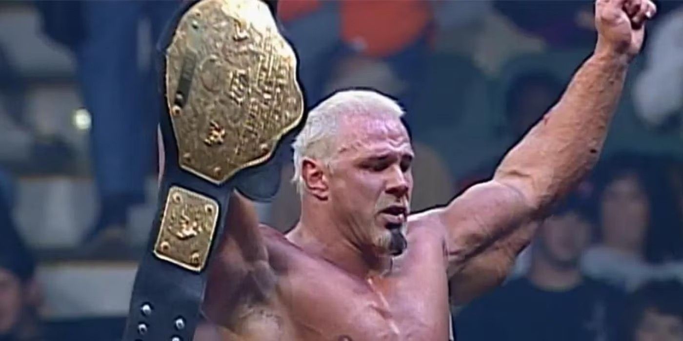 Scott Steiner holds the WCW World Heavyweight Championship