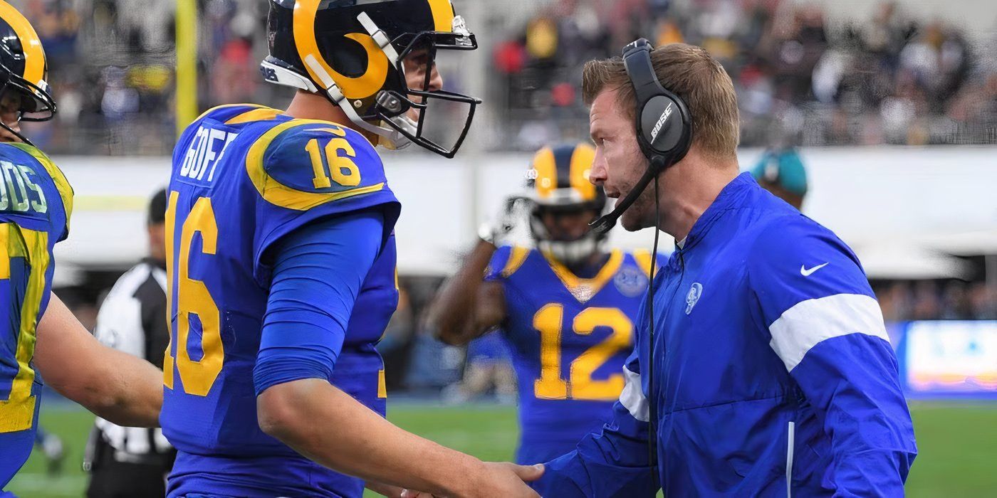 Sean McVay talking to Jared Goff on Hard Knocks