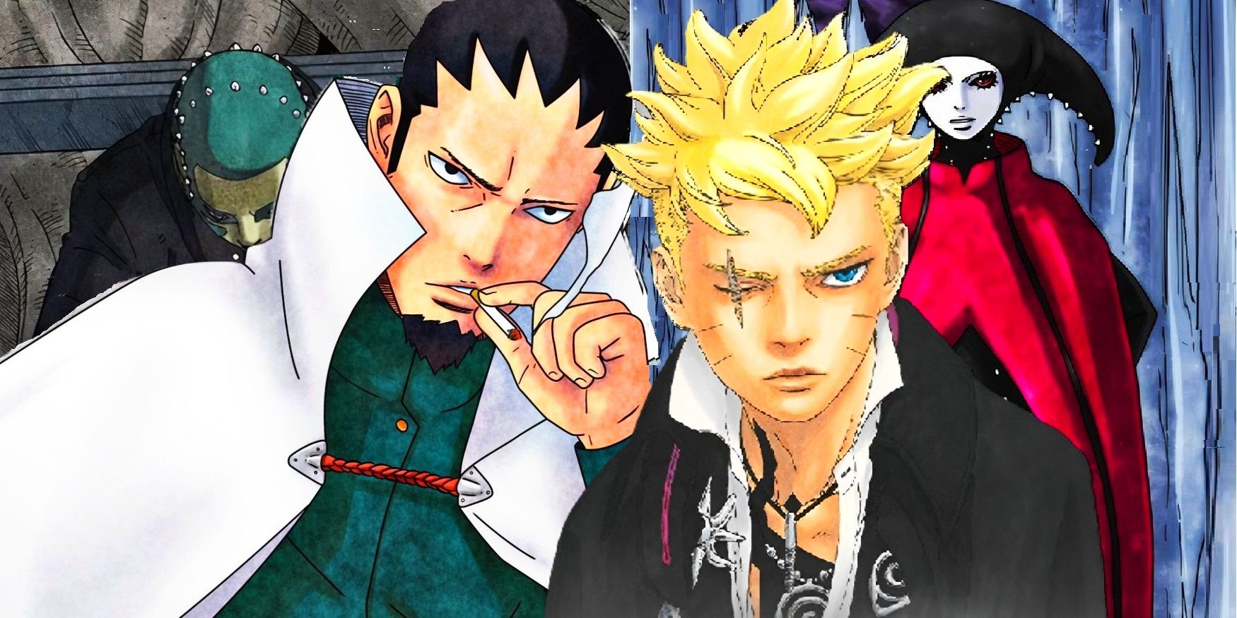 Shikamaru and Boruto in front of Divine Tree Ryu, Matsuri Boruto Two Blue Vortex-chapter 17