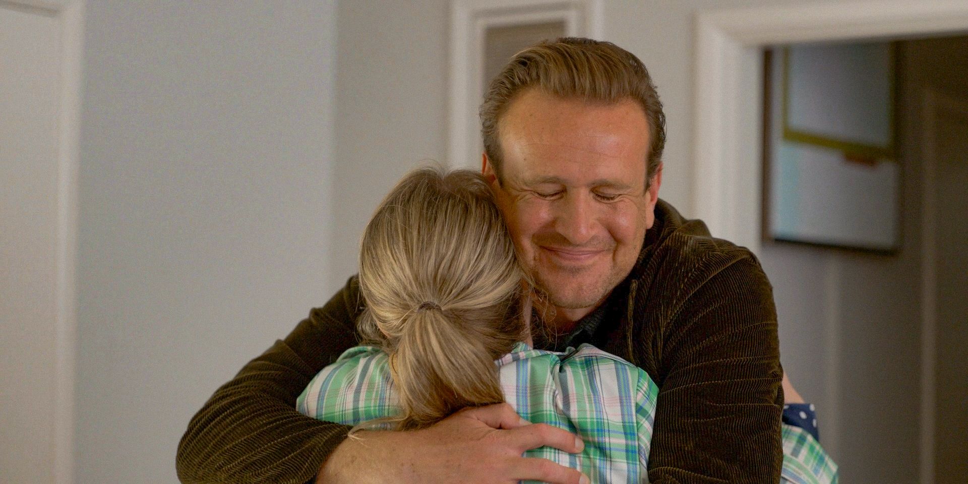 Jimmy (Jason Segel) proudly embraces his patient in a hug in Shrinking Season 2 Ep 11