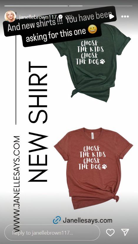 Sister Wives star Janelle Brown&rsquo;s Instagram Story about new shirts